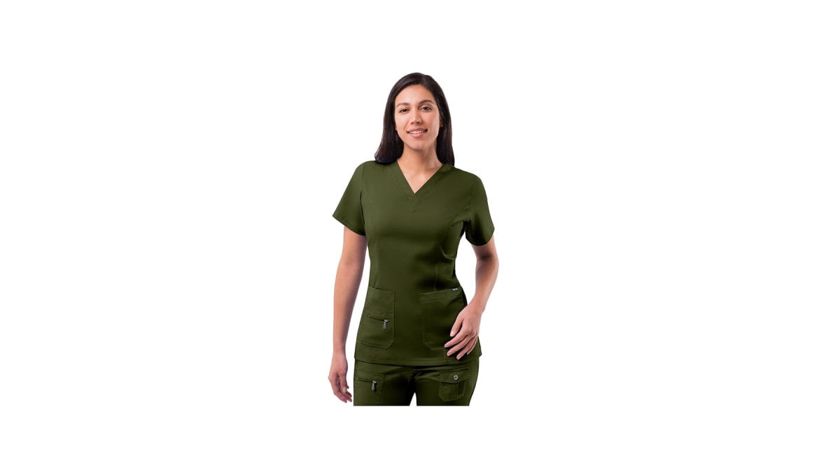 Women's Modern V-Neck Scrub Top : Adar Uniforms